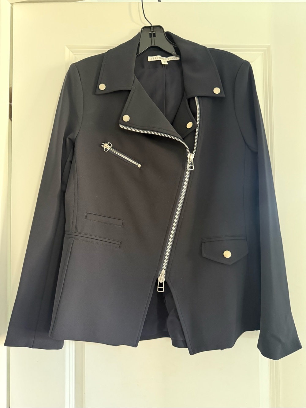 Veronica Beard Black Asymmetric Moto Blazer